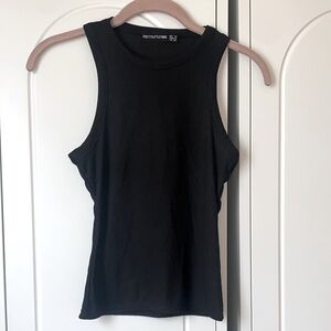 NWOT PrettyLittleThing Black Ribbed Flattering Cut Out Tank Top